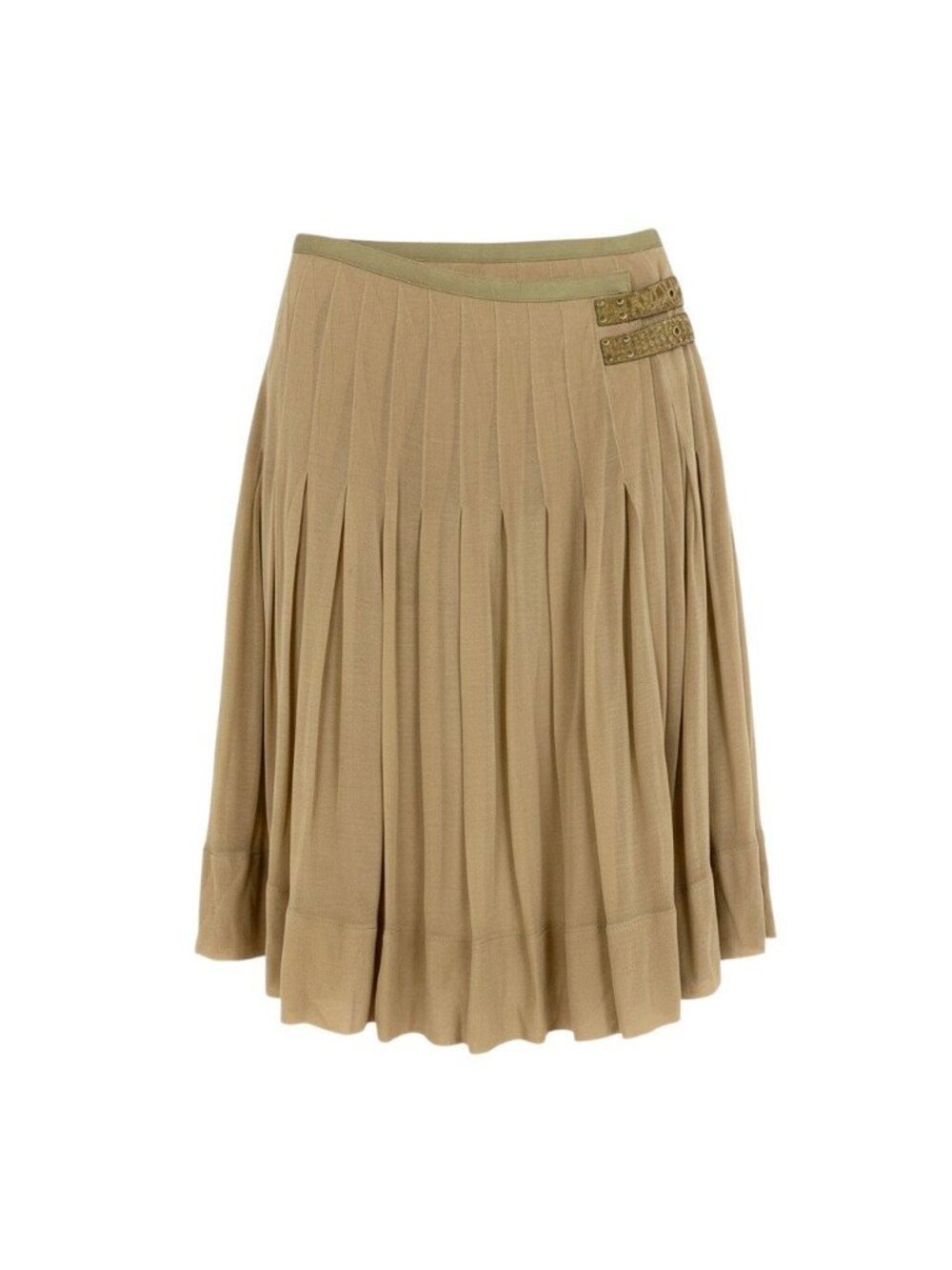 Bottega Veneta Vintage Pleated Skirt Wrapped Belt Beige